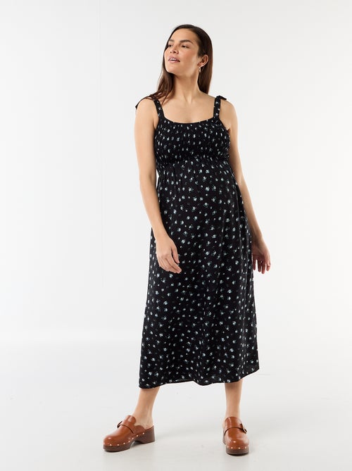Long smocked maternity dress - Kiabi