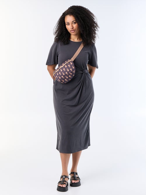 Long Solid-Colored Dress with Front Knot - Kiabi Long Solid-Colored Dress with Front Knot - Kiabi