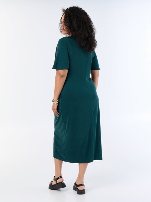 Long Solid-Colored Dress with Front Knot - Kiabi Long Solid-Colored Dress with Front Knot - Kiabi