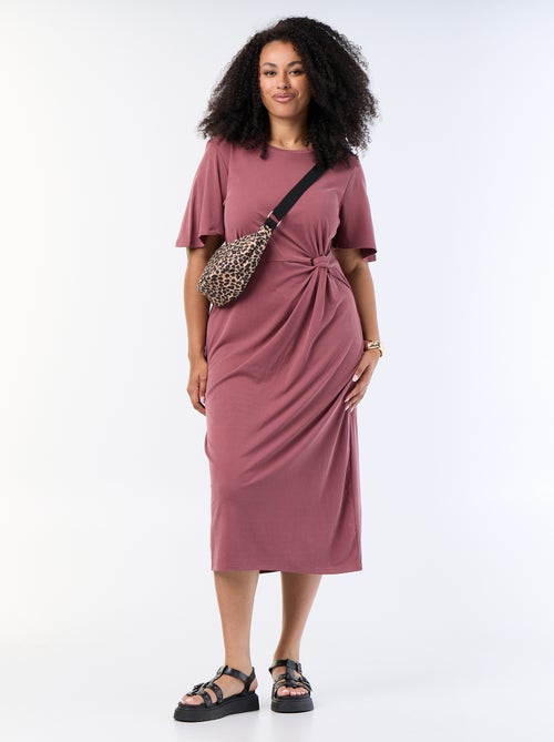 Long Solid-Colored Dress with Front Knot - Kiabi Long Solid-Colored Dress with Front Knot - Kiabi