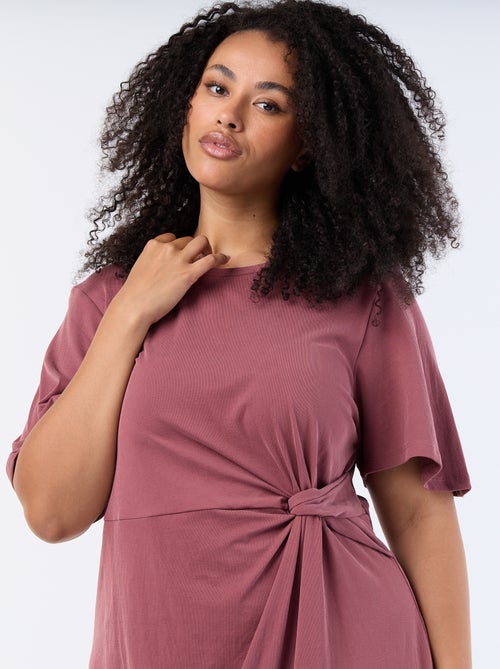 Long Solid-Colored Dress with Front Knot - Kiabi Long Solid-Colored Dress with Front Knot - Kiabi