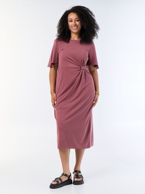 Long Solid-Colored Dress with Front Knot - Kiabi Long Solid-Colored Dress with Front Knot - Kiabi