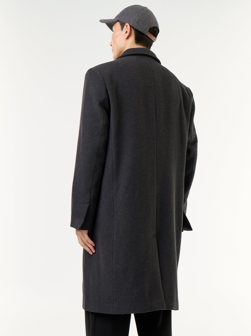 Long wool-effect coat Grey - Kiabi