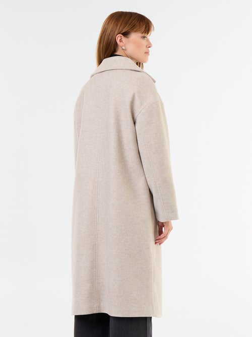 Long wool-effect coat with tailored collar - Kiabi
