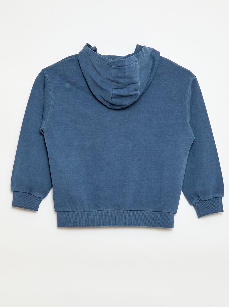 Loose Cotton Hoodie with Animated Back Blue - Kiabi