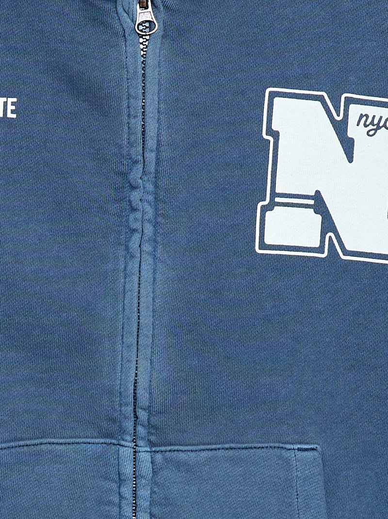 Loose Cotton Hoodie with Animated Back Blue - Kiabi