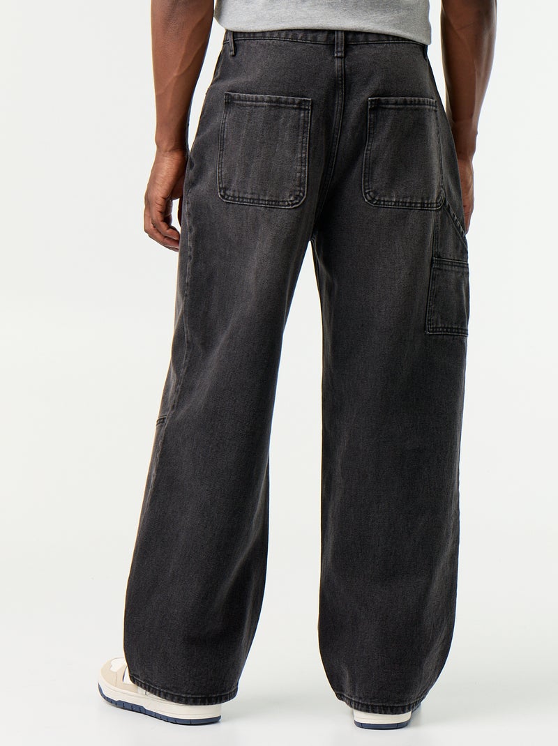 Loose Fit Jeans mit 5 Taschen Noir - Kiabi