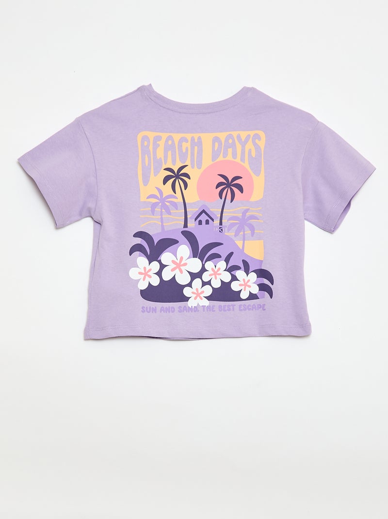 Loose-fit T-shirt with back & chest print Purple - Kiabi