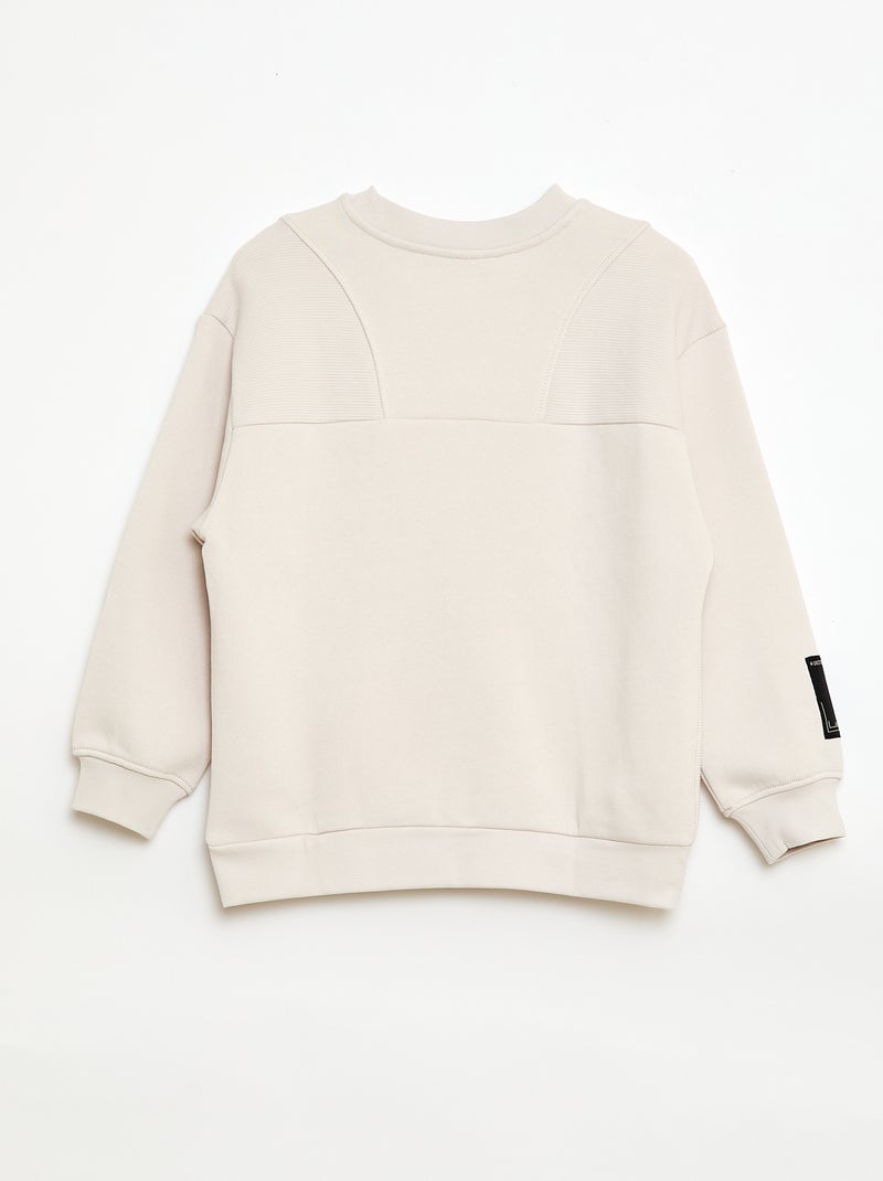 Loose Fleece Sweatshirt Beige - Kiabi