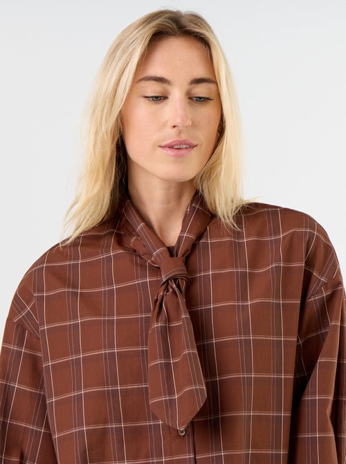 Loose long-sleeved shirt with pussy-bow collar - Kiabi