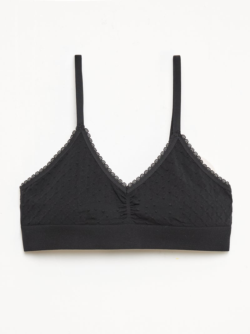 Lot 2 brassières en maille matelassée Blanc/noir - Kiabi