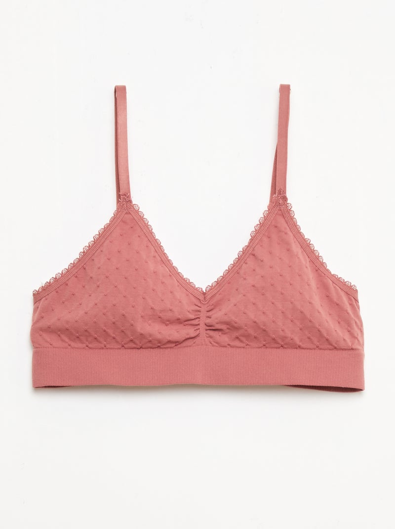 Lot 2 brassières en maille matelassée Marron/rose - Kiabi