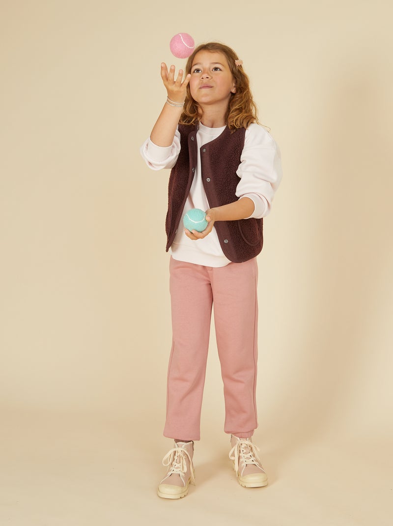 Lot 2 pantalons joggings en molleton Rose - Kiabi