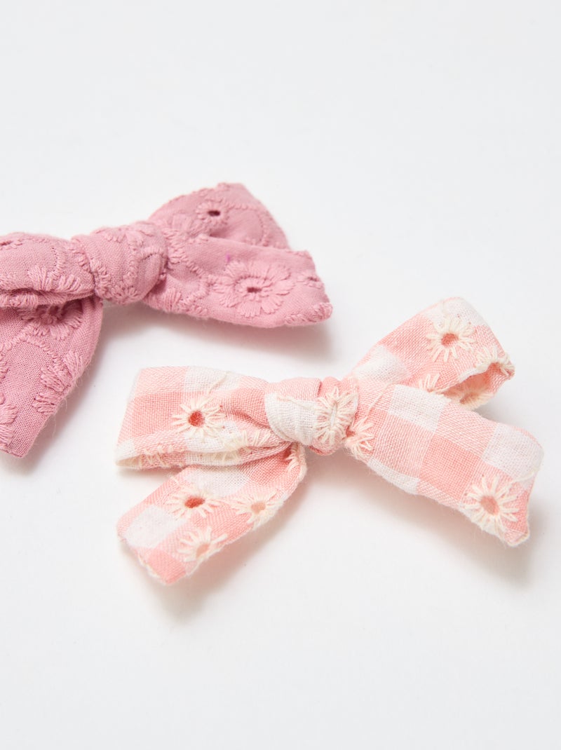 Lot 2 pinces croco à noeud Rose - Kiabi