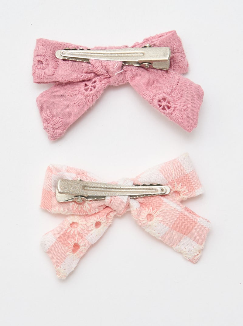 Lot 2 pinces croco à noeud Rose - Kiabi