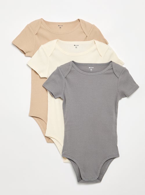 Lot 3 bodies en rib - collection facile à enfiler - Kiabi