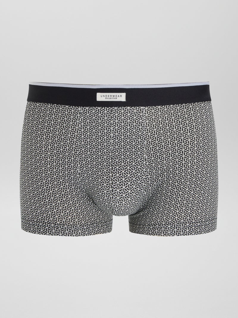 Lot 3 boxers stretch Blanc/noir - Kiabi