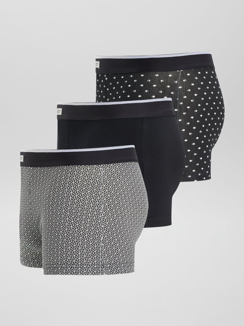 Lot 3 boxers stretch Blanc/noir - Kiabi
