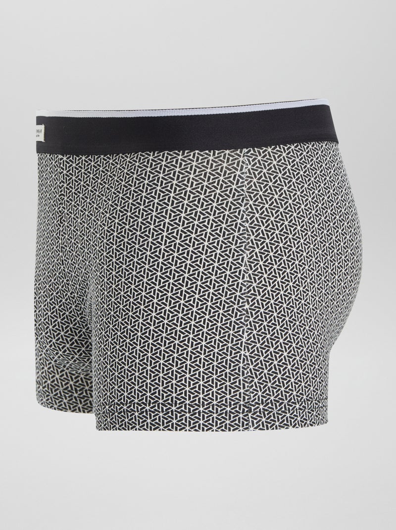 Lot 3 boxers stretch Blanc/noir - Kiabi