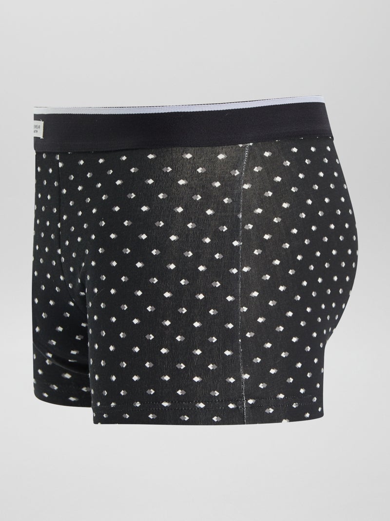 Lot 3 boxers stretch Blanc/noir - Kiabi