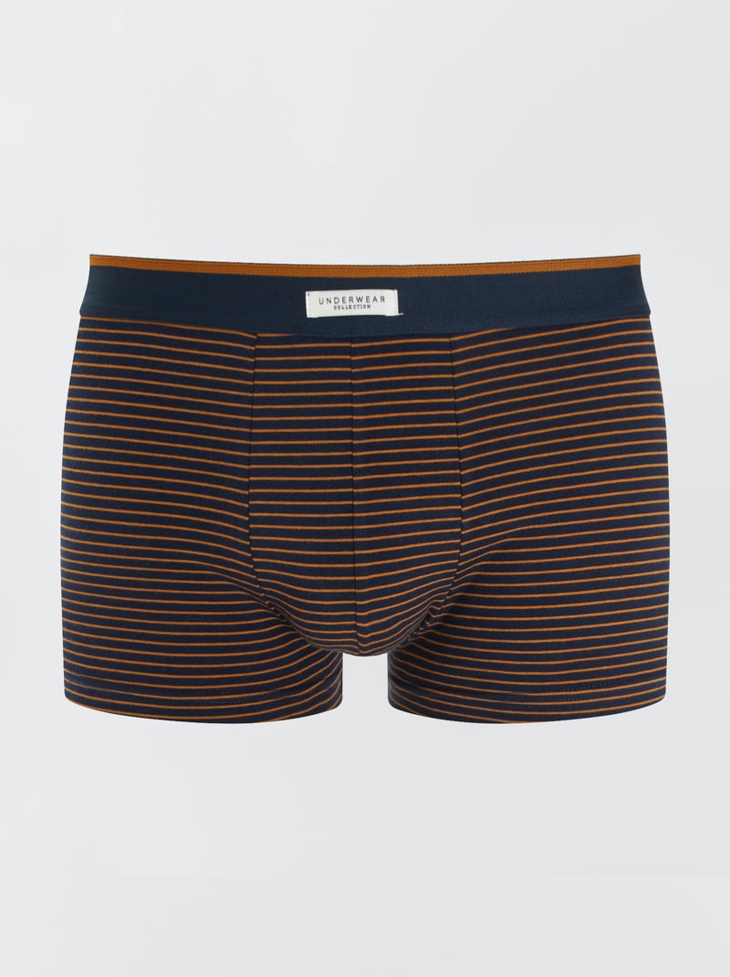 Lot 3 boxers stretch Moutarde/marine - Kiabi