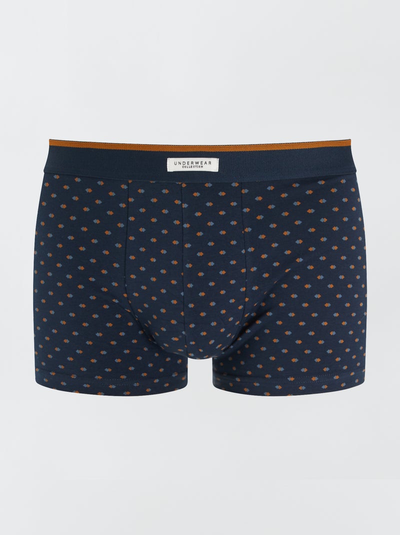 Lot 3 boxers stretch Moutarde/marine - Kiabi