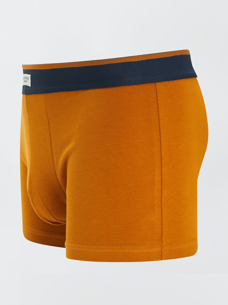 Lot 3 boxers stretch Moutarde/marine - Kiabi