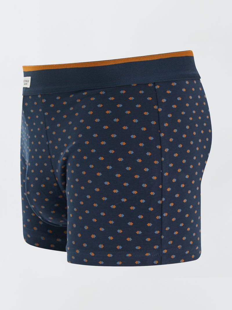 Lot 3 boxers stretch Moutarde/marine - Kiabi