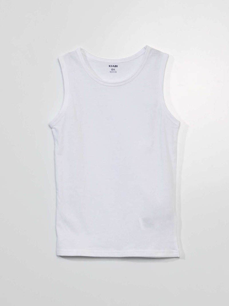 Lot 3 maillots de corps en coton Blanc - Kiabi
