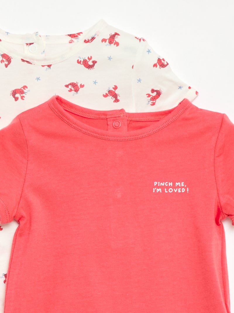 Lot de 2 barboteuses courtes en jersey Blanc - Kiabi