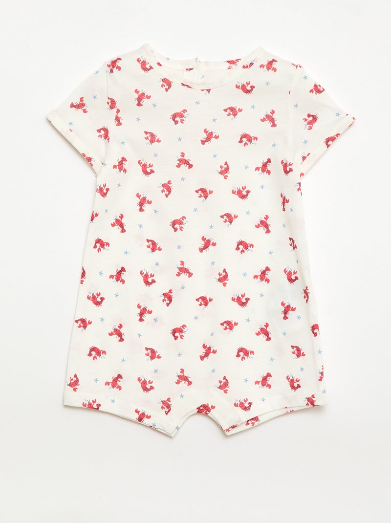 Lot de 2 barboteuses courtes en jersey Blanc - Kiabi