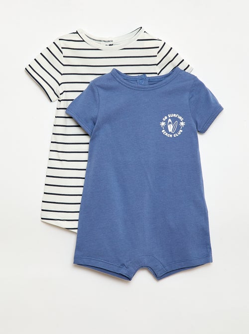 Lot de 2 barboteuses courtes en jersey - Kiabi