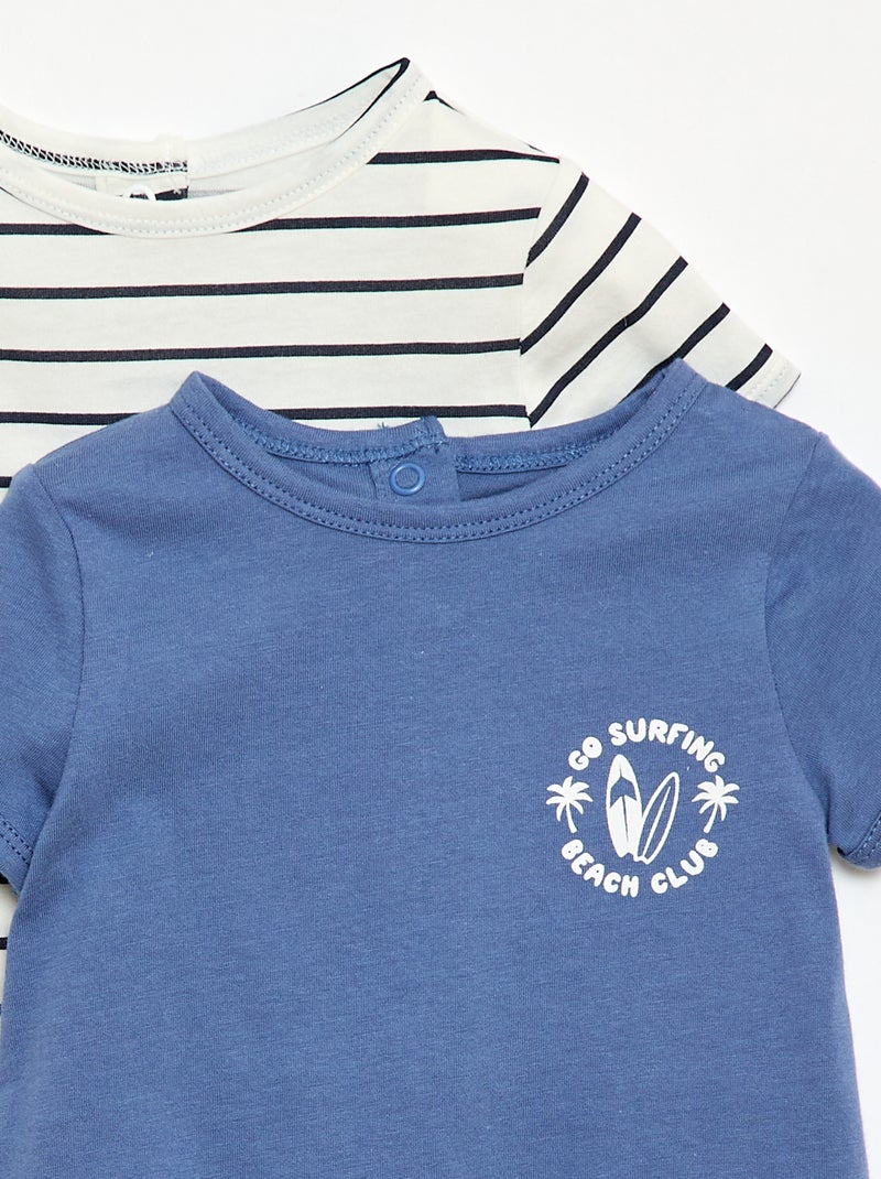 Lot de 2 barboteuses courtes en jersey Bleu - Kiabi