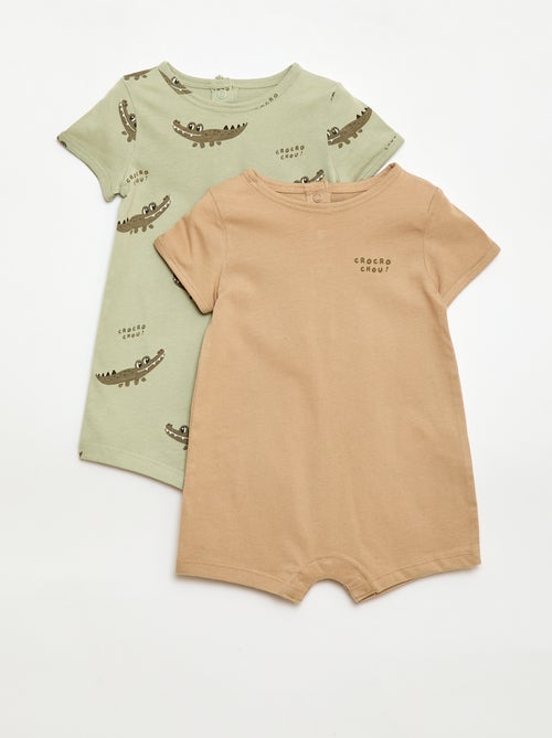 Lot de 2 barboteuses courtes en jersey - Kiabi