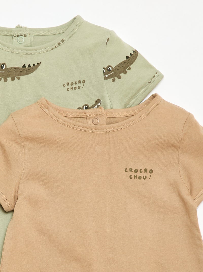 Lot de 2 barboteuses courtes en jersey Vert - Kiabi