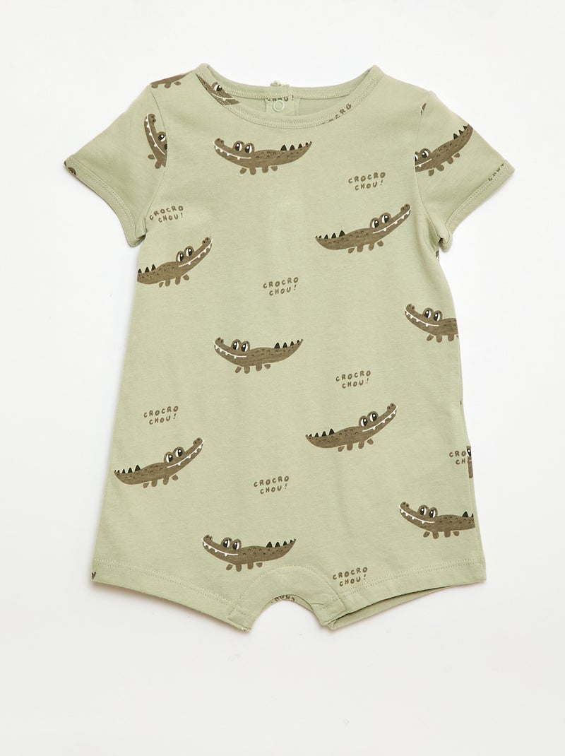 Lot de 2 barboteuses courtes en jersey Vert - Kiabi