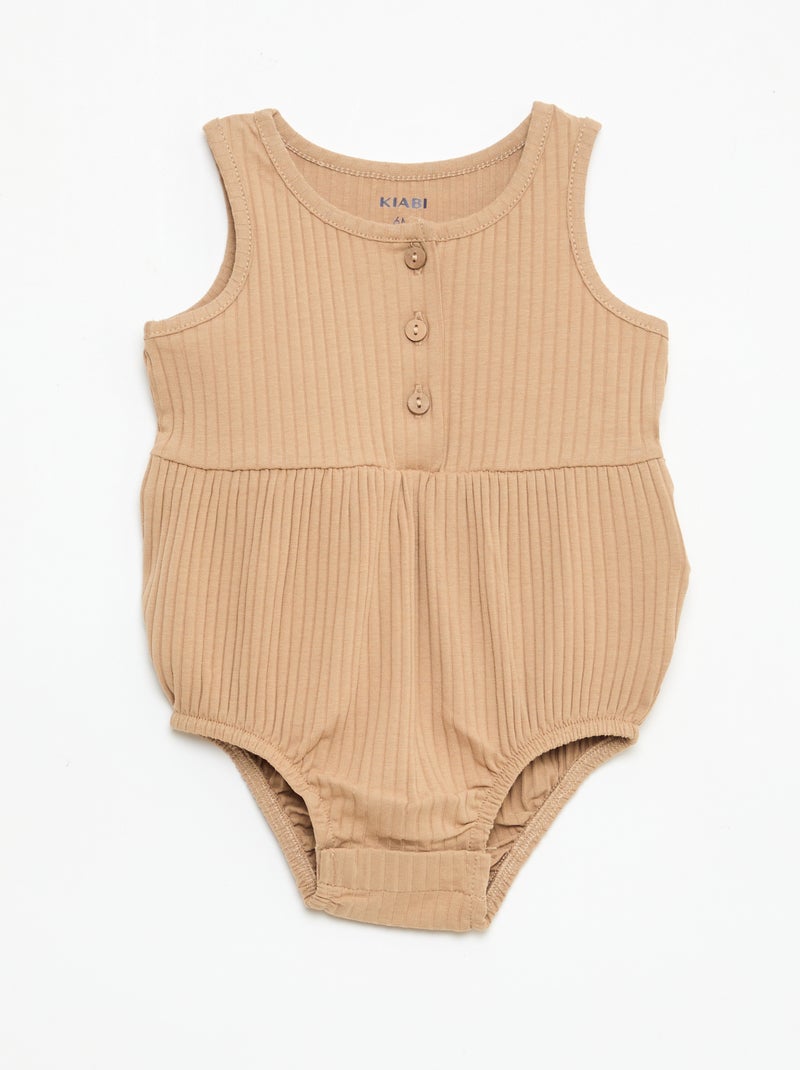 Lot de 2 barboteuses sans manches Beige - Kiabi