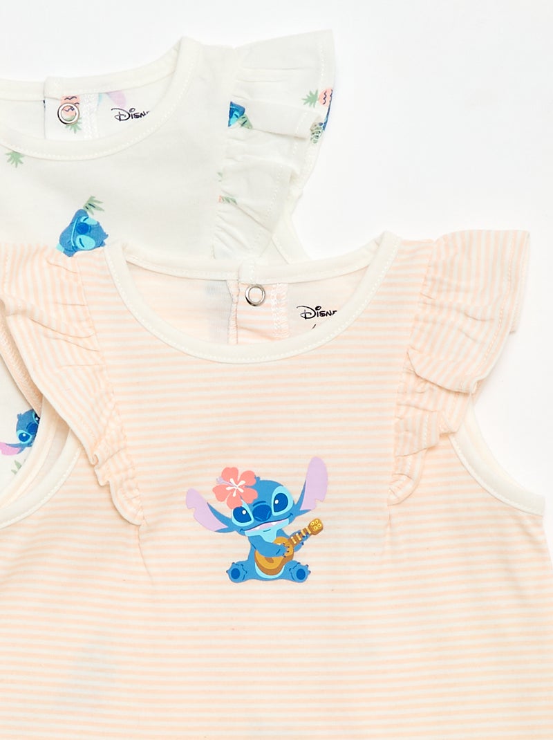 Lot de 2 barboteuses 'Stitch' 'Disney' sans manches Blanc - Kiabi
