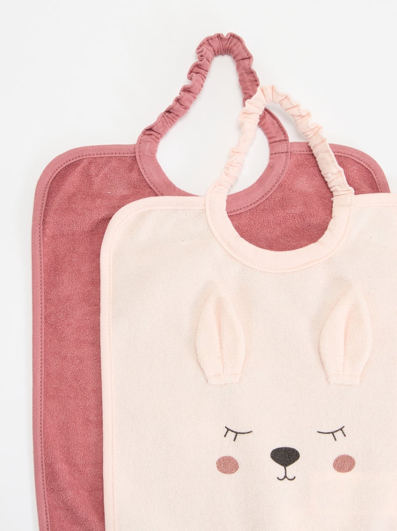 Lot de 2 bavoirs à enfiler par la tête Rose - Kiabi