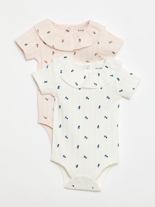 Lot de 2 bodies à col volanté - Kiabi
