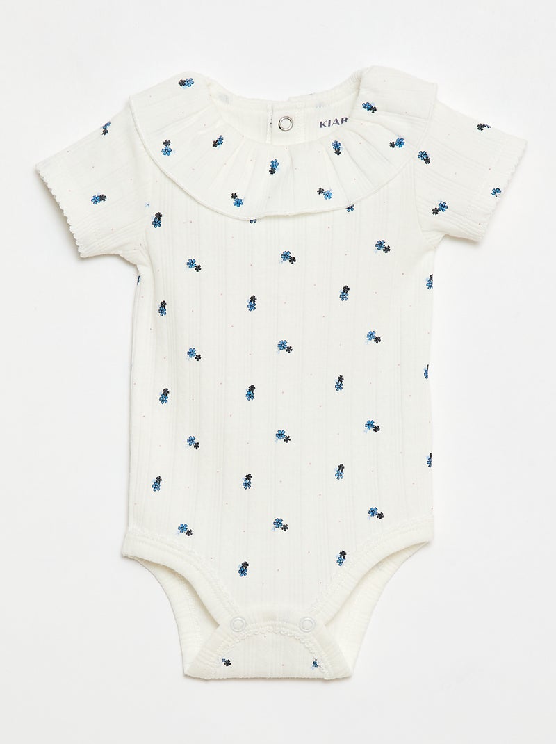 Lot de 2 bodies à col volanté Blanc - Kiabi