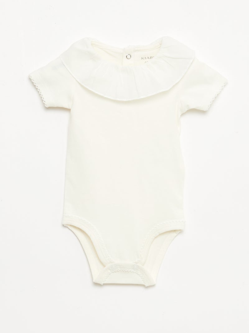 Lot de 2 bodies avec col claudine Blanc - Kiabi