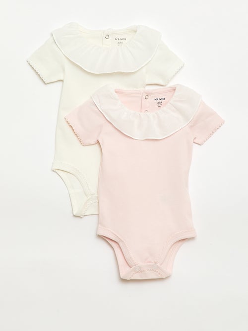 Lot de 2 bodies avec col claudine - Kiabi