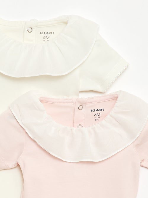 Lot de 2 bodies avec col claudine - Kiabi