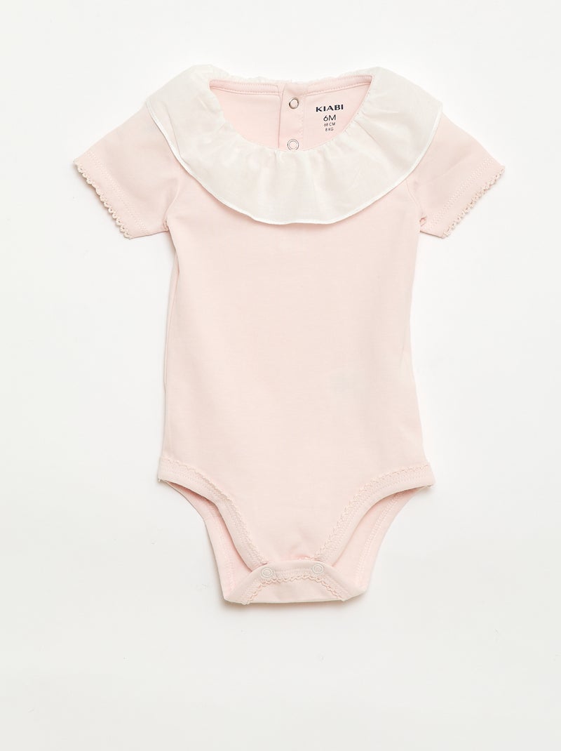 Lot de 2 bodies avec col claudine Rose - Kiabi