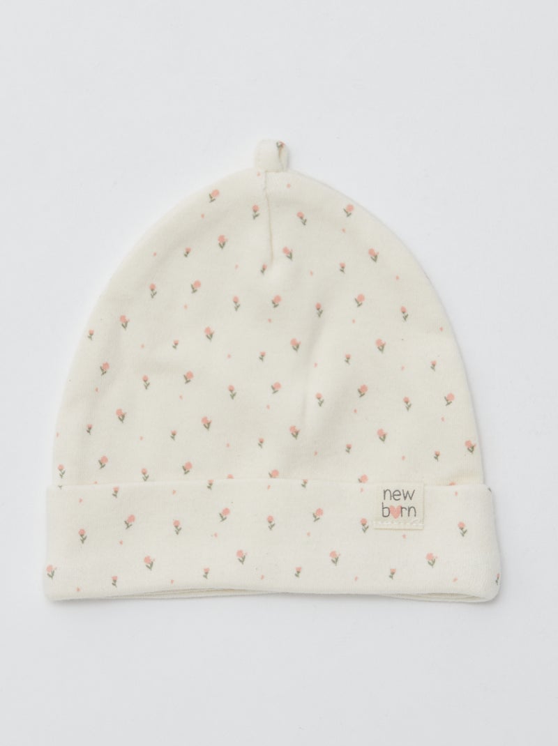 Lot de 2 bonnets nouveau-né Beige/rose - Kiabi
