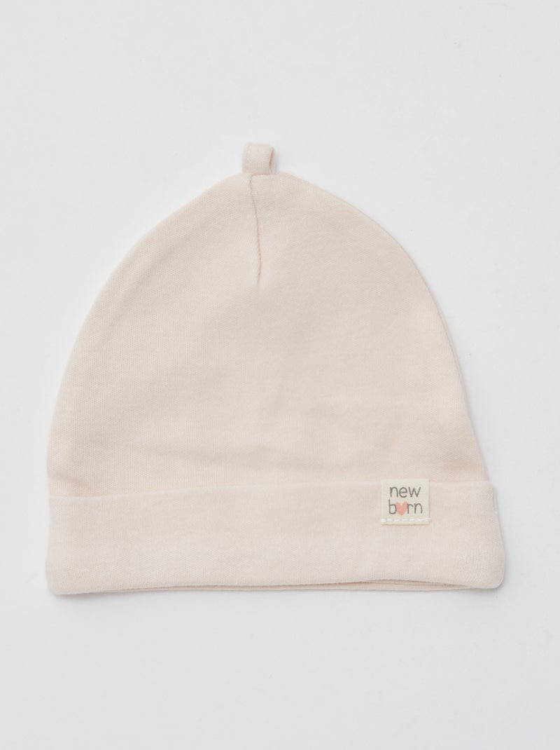 Lot de 2 bonnets nouveau-né Beige/rose - Kiabi