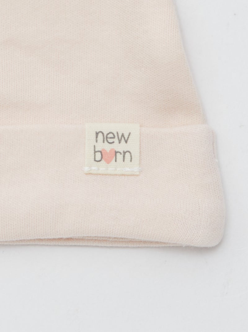 Lot de 2 bonnets nouveau-né Beige/rose - Kiabi