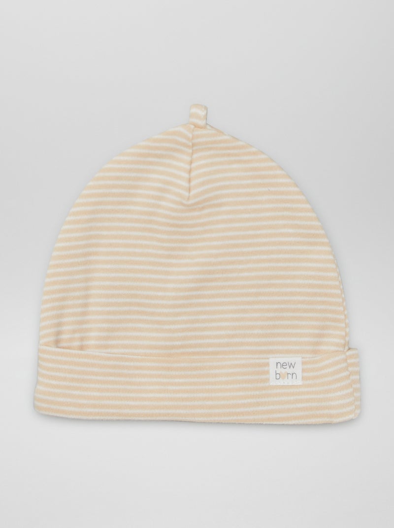 Lot de 2 bonnets nouveau-né Blanc/beige - Kiabi