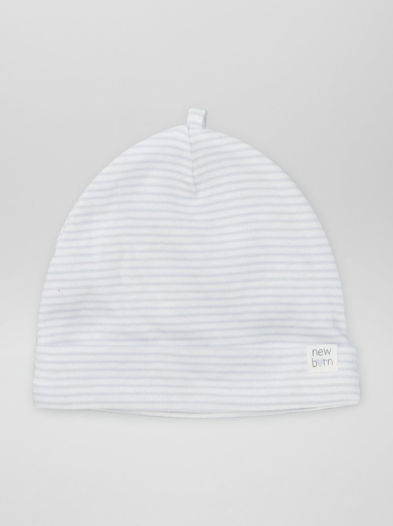Lot de 2 bonnets nouveau-né Gris/blanc - Kiabi